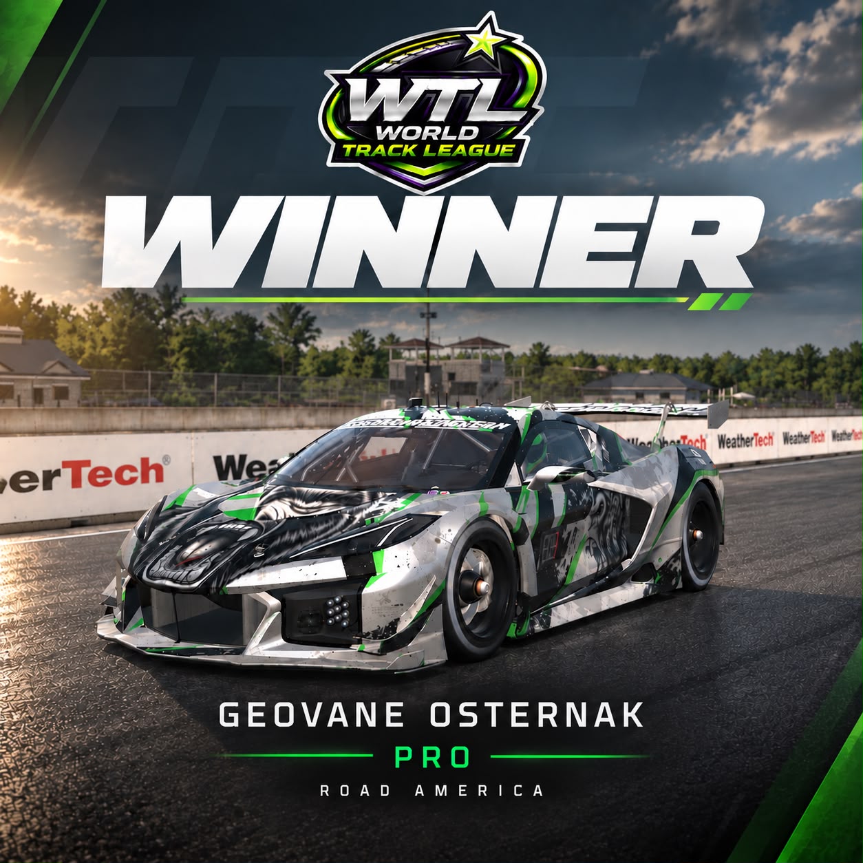 Arte oficial do vencedor PRO de Road America — Geovane Osternak